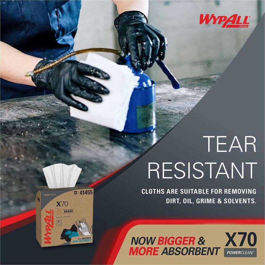 Wypall PowerClean X70 Medium Duty Cloths, Pop-Up Box, 8.34" x 16.80", 100/Box (KCC41455BX)