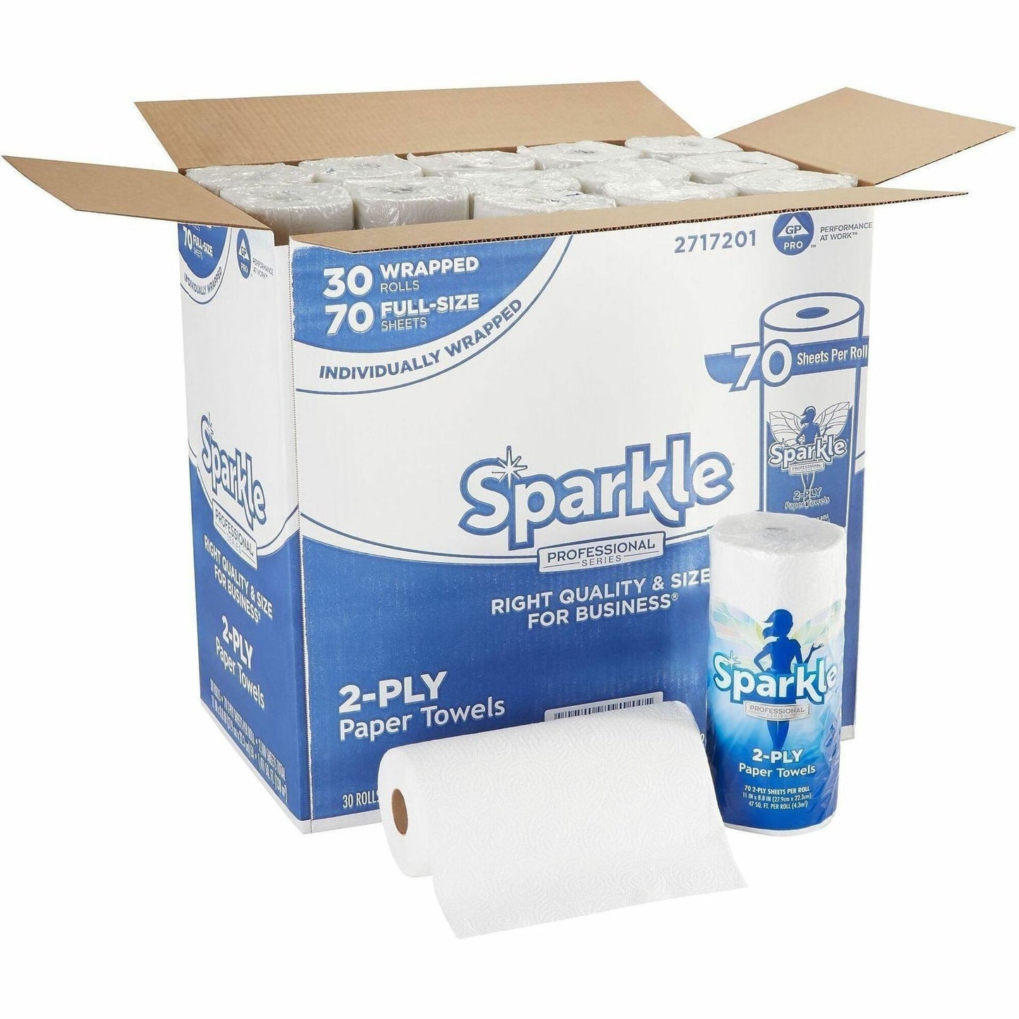Sparkle Professional Series Paper Towel Roll by GP Pro, 2 Ply, 8.80" x 11", 70 Sheets/Roll, White, Paper, 1 Roll (GPC2717201)