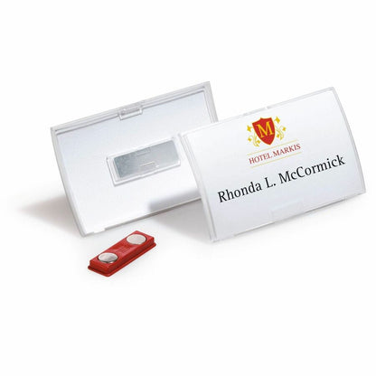 DURABLE Click Fold Magnet Badge Holder, 2.9" x 3.8" x 0.3", Polypropylene, Clear, 1 Pack (DBL821519)