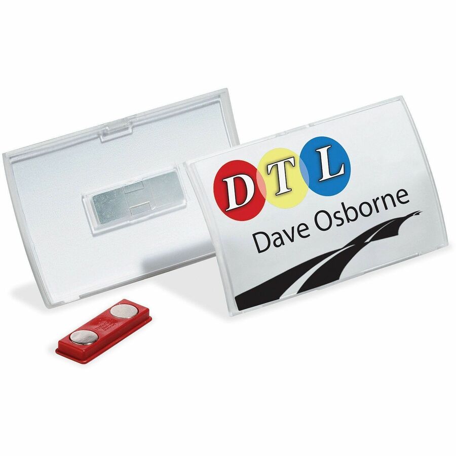 DURABLE Click Fold Magnet Badge Holder, 2.9" x 3.8" x 0.3", Polypropylene, Clear, 1 Pack (DBL821519)