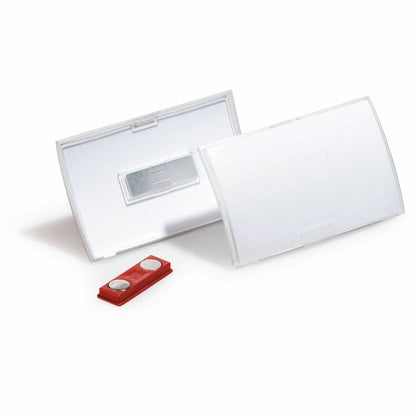 DURABLE Click Fold Magnet Badge Holder, 2.9" x 3.8" x 0.3", Polypropylene, Clear, 1 Pack (DBL821519)
