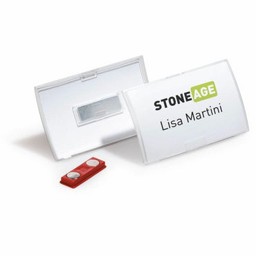 DURABLE Click Fold Magnet Badge Holder, 2.9" x 3.8" x 0.3", Polypropylene, Clear, 1 Pack (DBL821519)