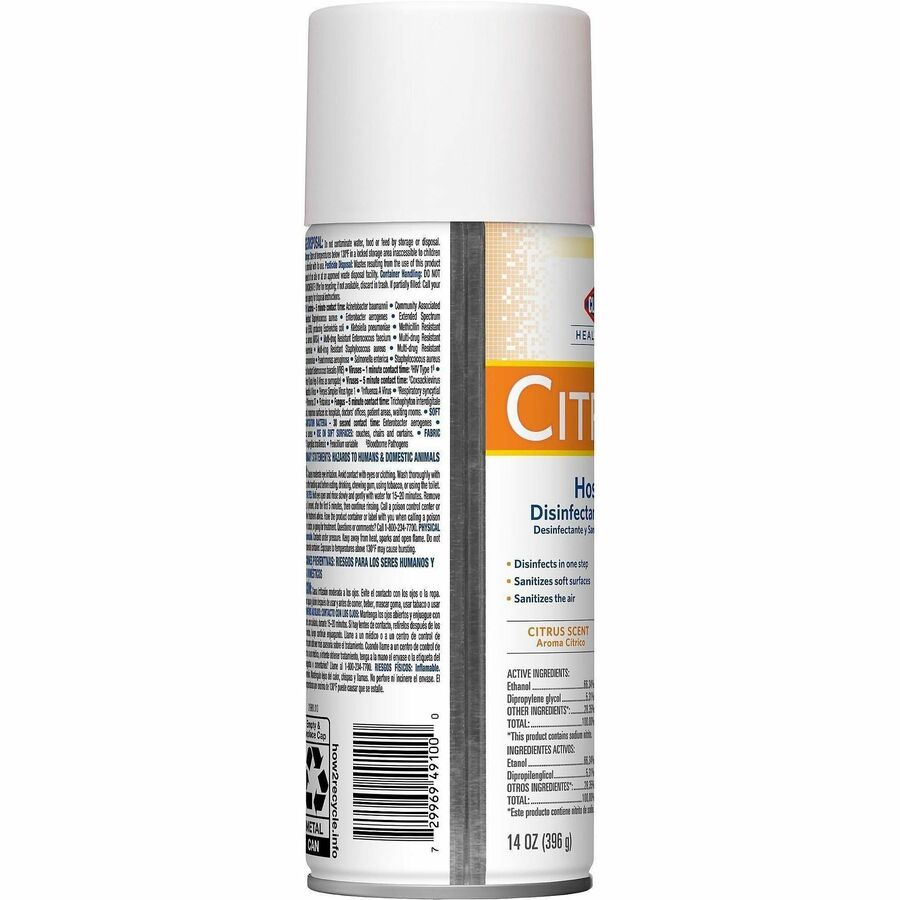 Clorox Healthcare Citrace Hospital Disinfectant and Sanitizer, 14 fl oz (0.4 quart), Fresh Citrus Scent (CLO49100EA)