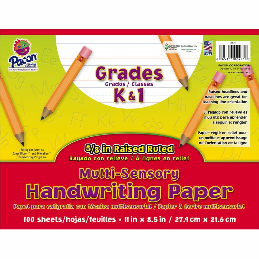 Pacon Grades K, 1 Multi, sensory Handwriting Tablet, 8 1/2" x 11" (PAC2471)