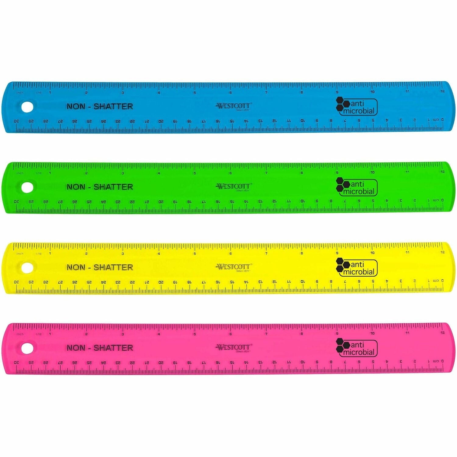 Shatterproof Ruler Gif Westcott Shatterproof Ruler, Assorted Translucent Colors, 12, 12
