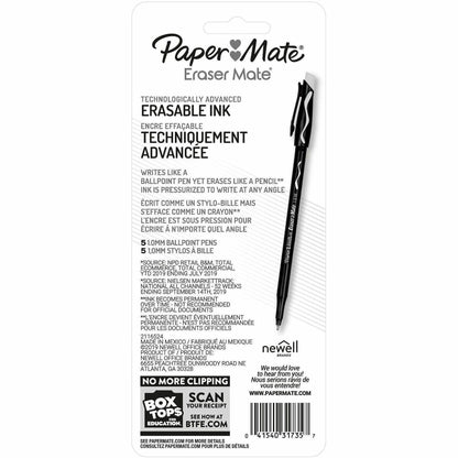 Paper Mate Erasermate, Red Ink, Medium Pen Point, Erasable, 5 (PAP3173558PP)