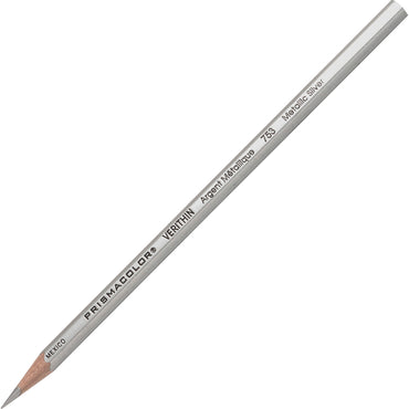 Prismacolor Premier Verithin Colored Pencil, Silver Lead, Silver Barrel, 12/Dozen (SAN2460)