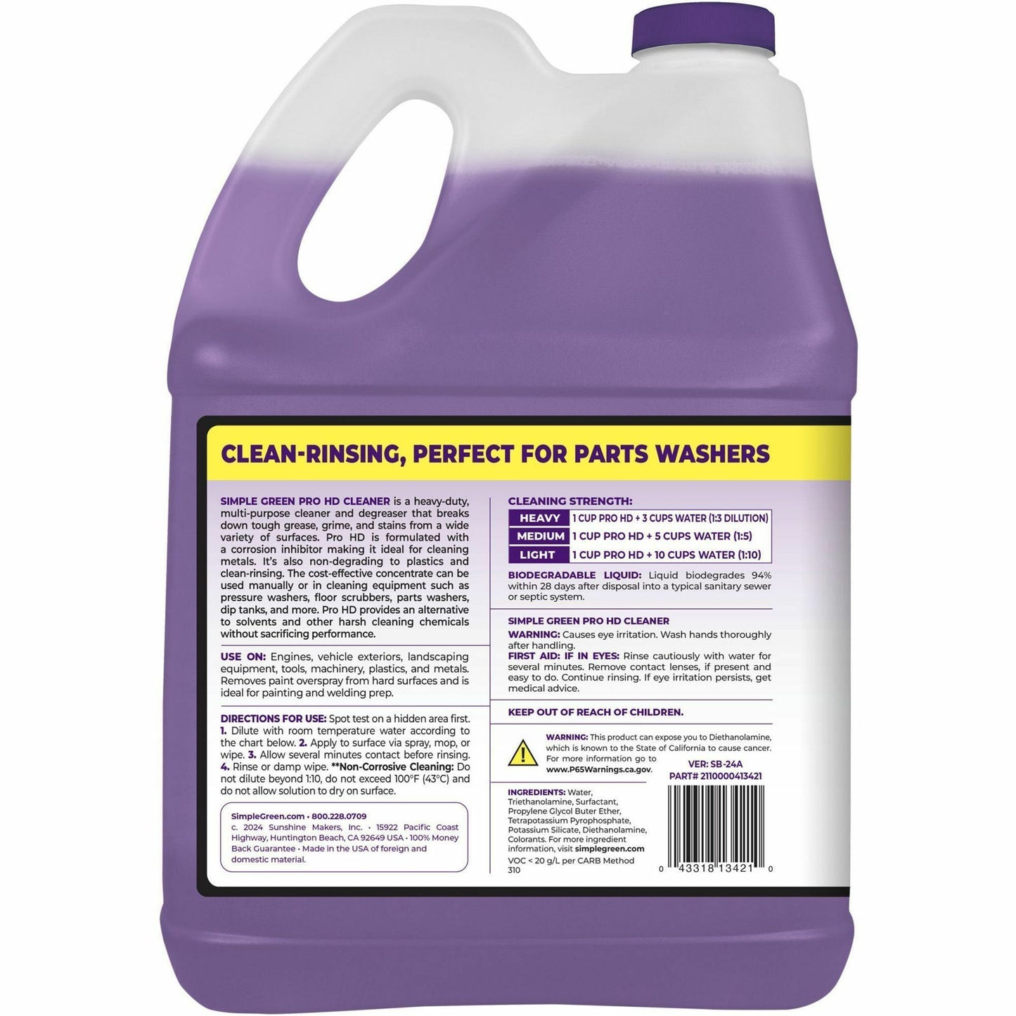 Simple Green Pro HD All-In-One Heavy-Duty Cleaner, Concentrate, Liquid, 128 fl oz (SMP13421)