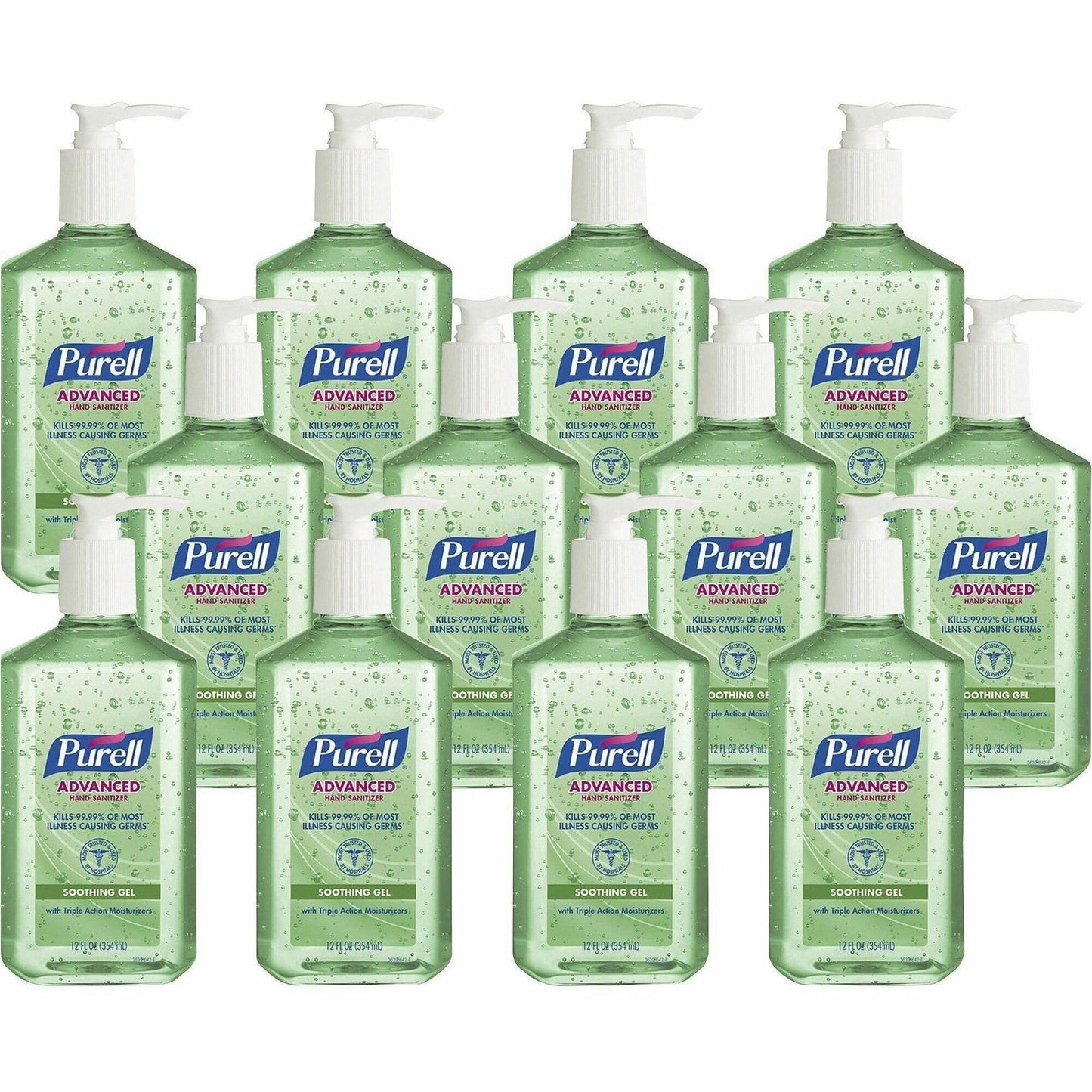 PURELL Hand Sanitizer Gel, 12 fl oz, Pump Bottle Dispenser, 12/Carton (GOJ363912CT)