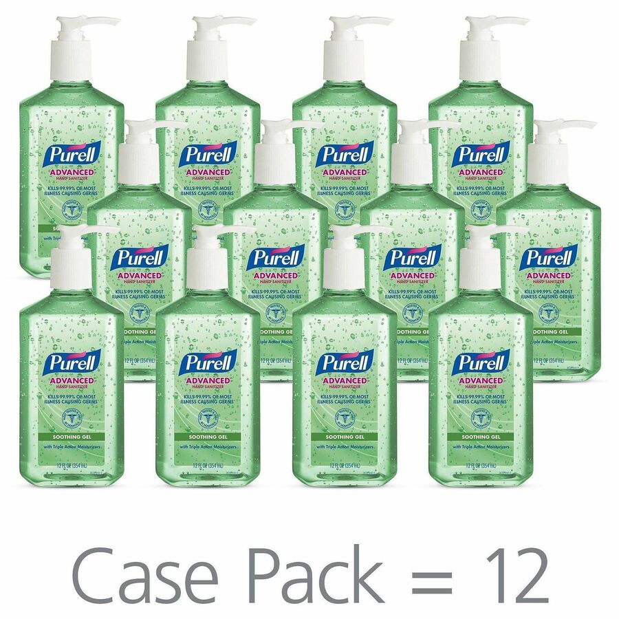 PURELL Hand Sanitizer Gel, 12 fl oz, Pump Bottle Dispenser, 12/Carton (GOJ363912CT)