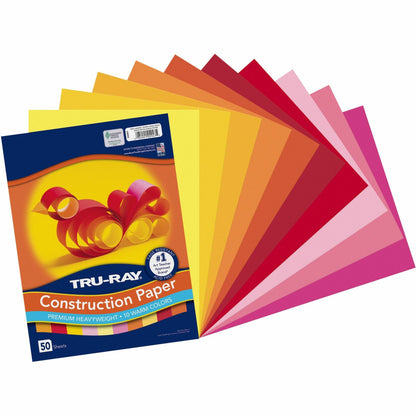 Tru-Ray Construction Paper, 12" x 9", Warm Assorted, 50/Pack (PAC102947)