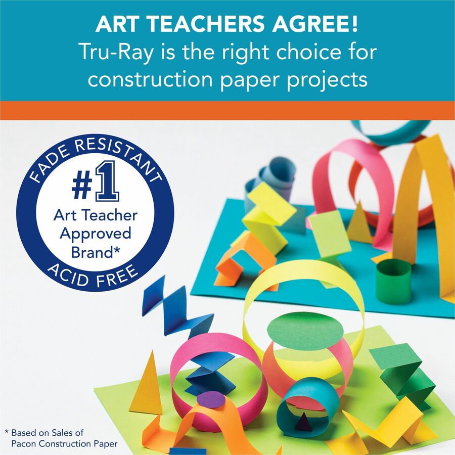 Tru-Ray Construction Paper, 12" x 9", Warm Assorted, 50/Pack (PAC102947)