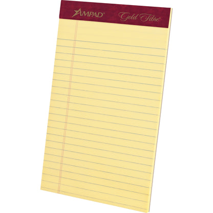 Ampad® Gold Fibre Writing Pads, Narrow Rule, 50 Canary-Yellow 5 x 8 Sheets, 4/Pack (TOP20029)