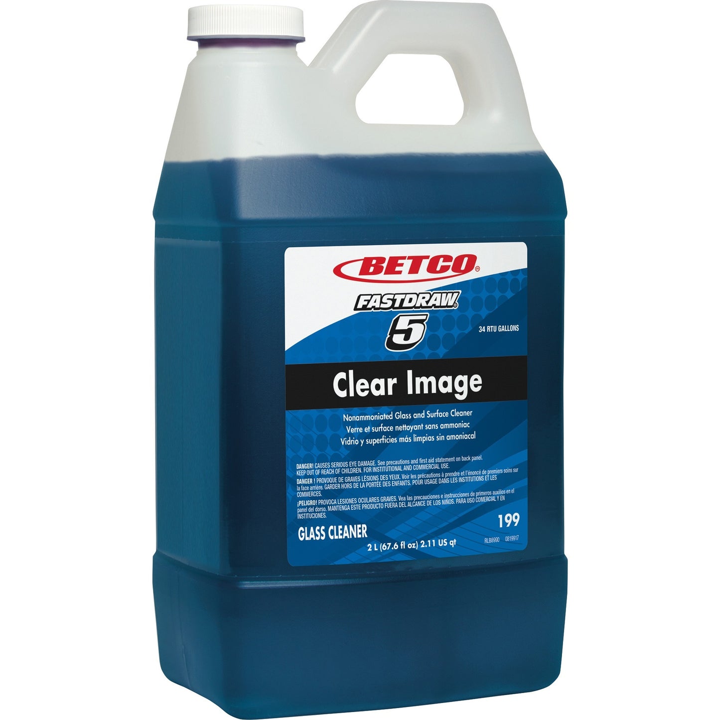 Betco Clear Image FastDraw 5 Glass Cleaner, 67.6 fl oz, Grape, Rain Fresh Scent (BET1994700)