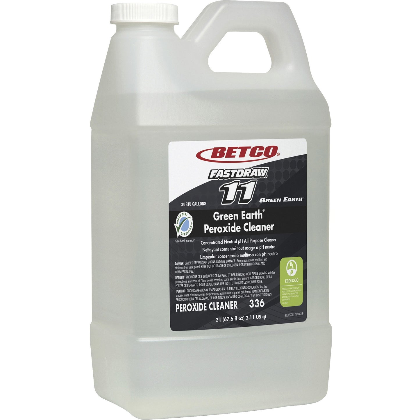 Betco Green Earth FastDraw 11 Peroxide Cleaner, 67.6 fl oz, Citrus Scent (BET3364700)