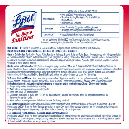 Professional Lysol No Rinse Sanitizer, Concentrate, 128 fl oz (RAC74389)