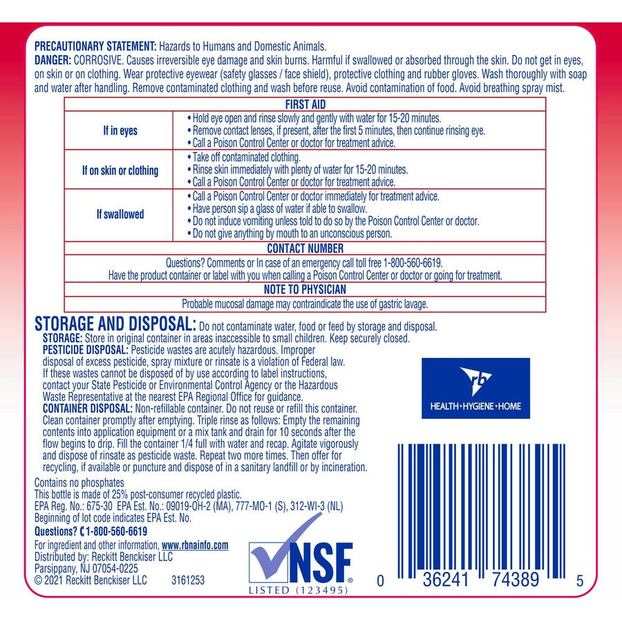 Professional Lysol No Rinse Sanitizer, Concentrate, 128 fl oz (RAC74389)