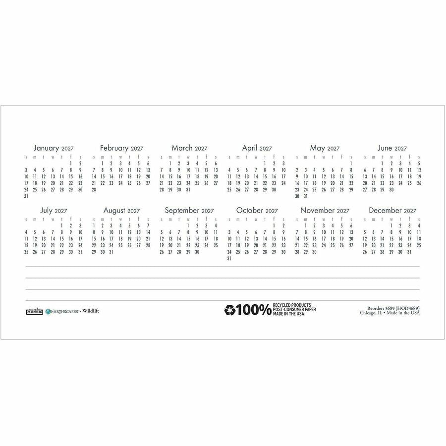 House of Doolittle Wildlife Photo Desk Top Tent Calendar, Julian Dates, 12 Month, January 2027 to December 2027, 4.5" x 8.5"  (HOD3689)