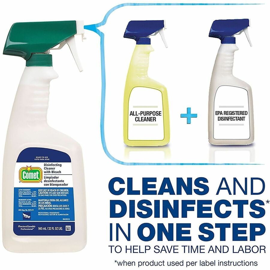 Comet Disinfecting Cleaner with Bleach, Unscented, 32 oz Spray Bottle (PGC30314CT)