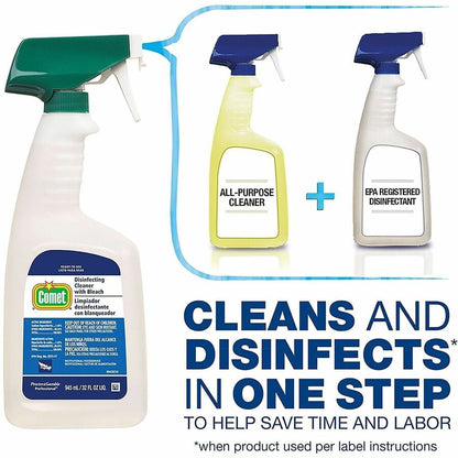 Comet Disinfecting Cleaner with Bleach, Unscented, 32 oz Spray Bottle (PGC30314CT)