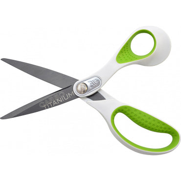 Westcott CarboTitanium Bonded Scissors, 8" Overall Length, 3.25" Cut Length, Straight White/Green Handle (ACM16447)