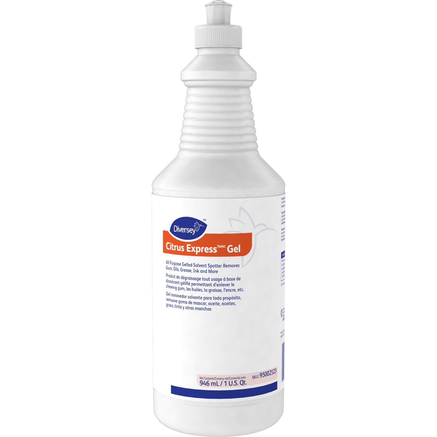 Diversey Citrus Express Gel Solvent Spottert, 32 fl oz (1 quart), Citrus Scent (DVO95002523EA)