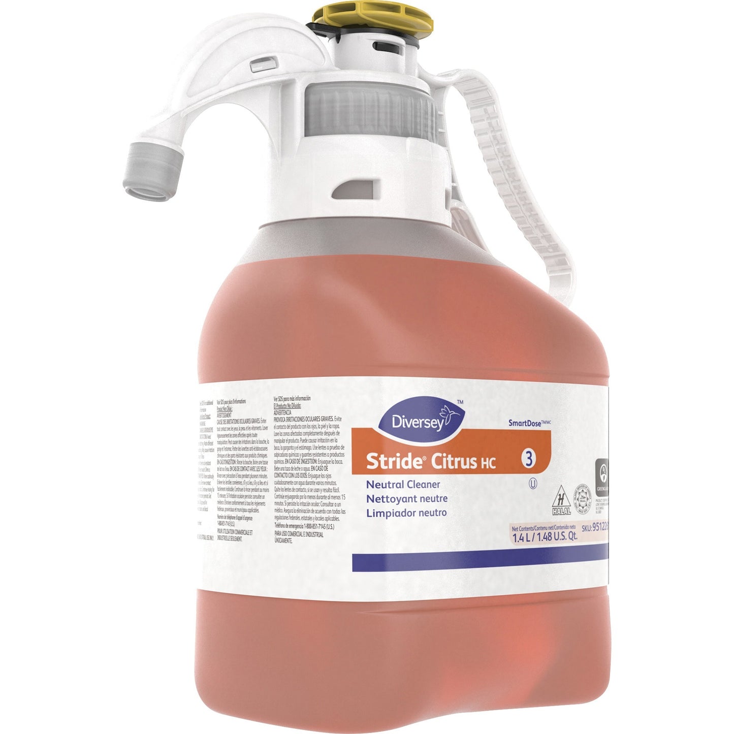 Diversey Stride Citrus HC Neutral Cleaner,, 47.3 fl oz, Citrus Scent (DVO95122613)