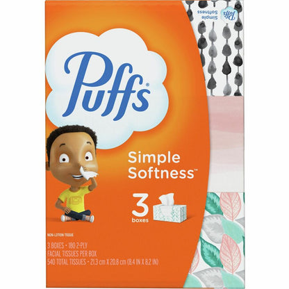 Puffs Basic Facial Tissues, 2 Ply, AssortedBox, 180/Box, 8/Carton (PGC87615CT)