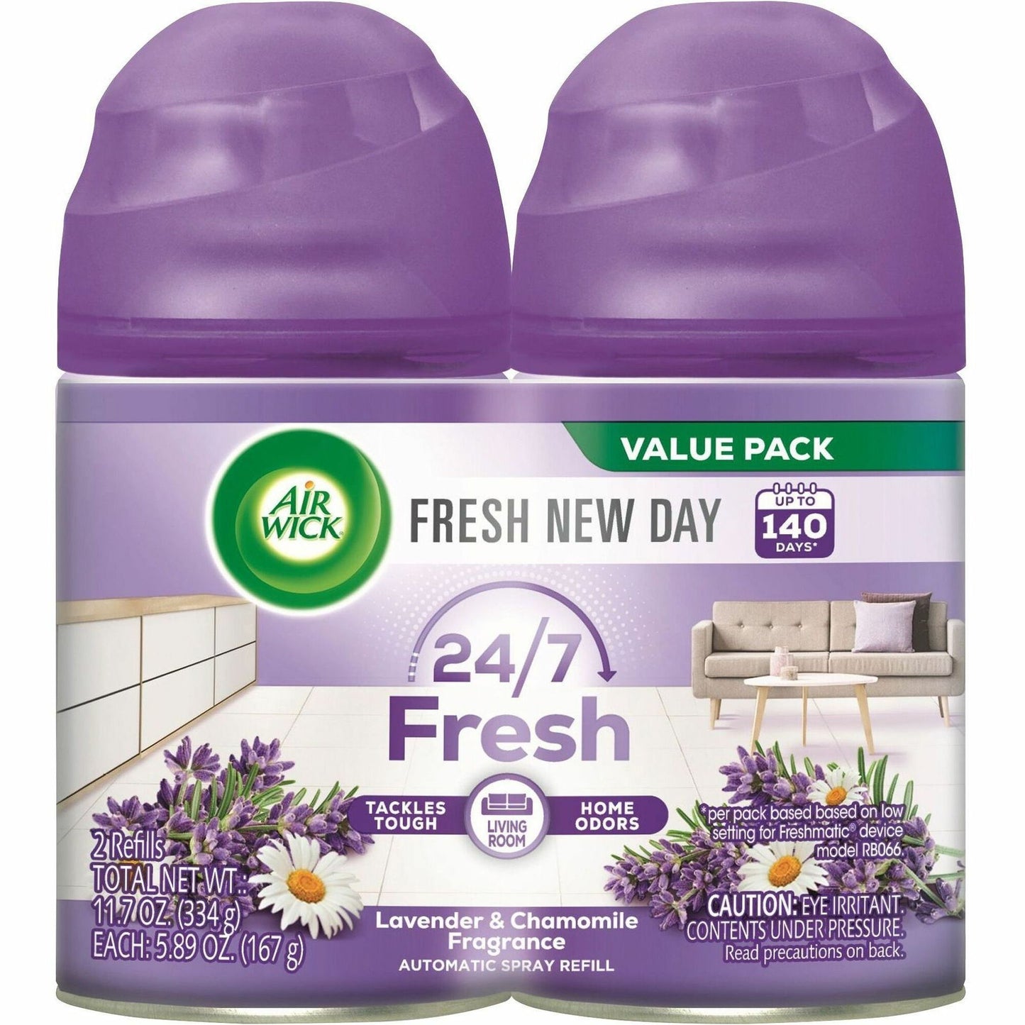 Air Wick Lavender Refill Pack, Aerosol, 5.90 oz, Lavender, 60 Day, Odor Neutralizer, Long Lasting, 2/Pack (RAC85595PK)