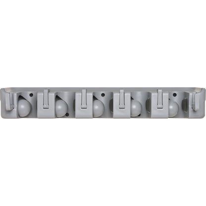 Genuine Joe Cleaning Tool Wall Organizer Rack, 5 x Broom, 3.75" x 16.50" x 2.75", Gray, 24/Carton (GJO12504CT)