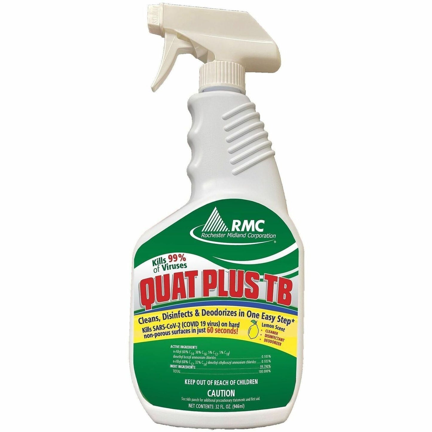 RMC Quat Plus TB Disinfectant, Ready-To-Use, 32 fl oz, Fresh Pine Scent, 12/Carton (RCM11789315CT)
