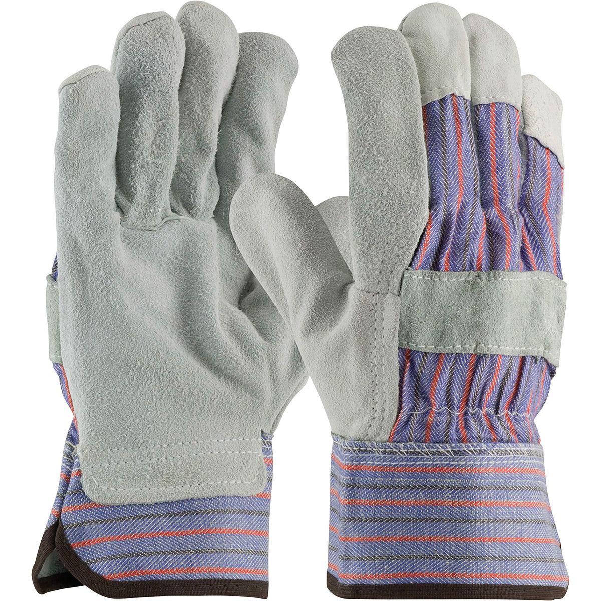 PIP B/C Grade Shoulder Split Cowhide Leather Palm Gloves, Gunn Cut, Wing Thumb, Large, Blue/Gray, 12 Pairs (PID847532L)