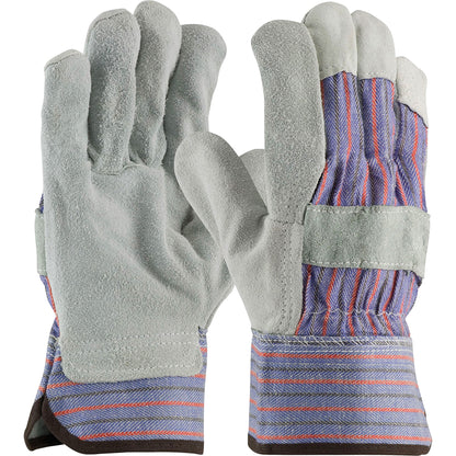 PIP B/C Grade Shoulder Split Cowhide Leather Palm Gloves, Gunn Cut, Wing Thumb, Large, Blue/Gray, 12 Pairs (PID847532L)