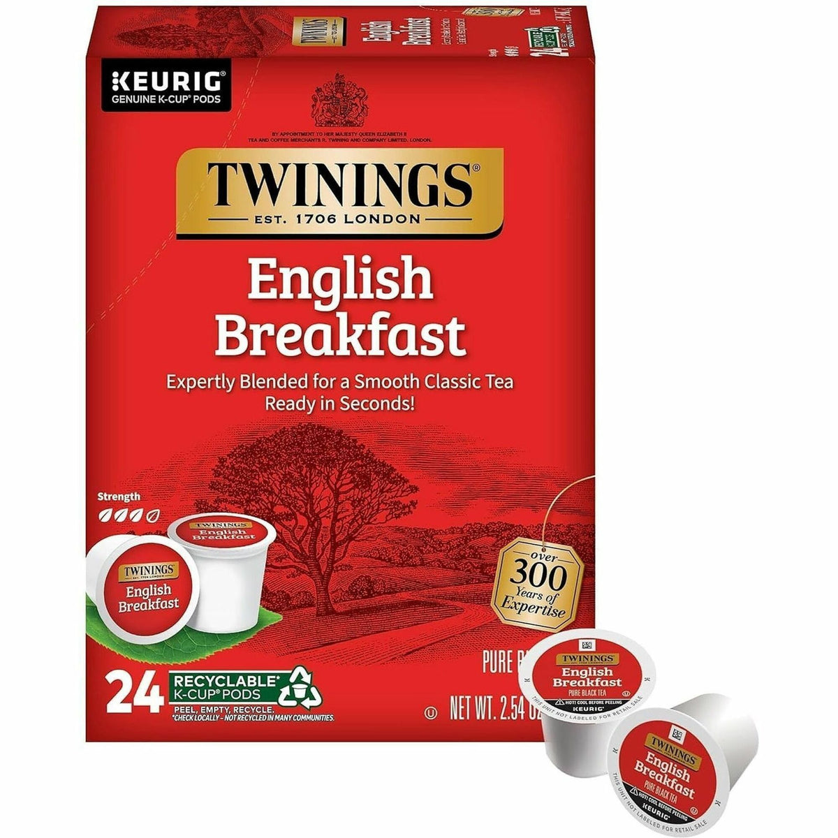 Twinings of London English Breakfast Black Tea K-Cup, 24/Box (TWG08755)