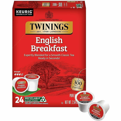 Twinings of London English Breakfast Black Tea K-Cup, 24/Box (TWG08755)