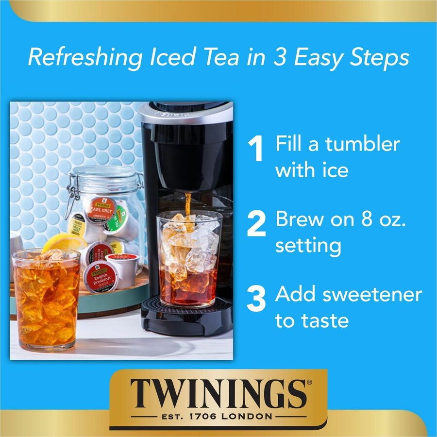 Twinings of London Decaf English Breakfast Black Tea K-Cup, Decaffeinated, 24/Box (TWG08757)
