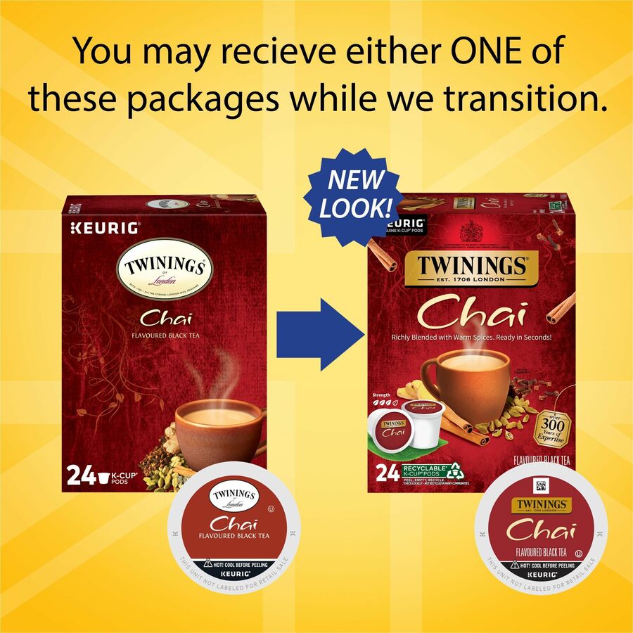 Twinings of London Chai Flavoured Black Tea K-Cup, 24/Box (TWG09954)