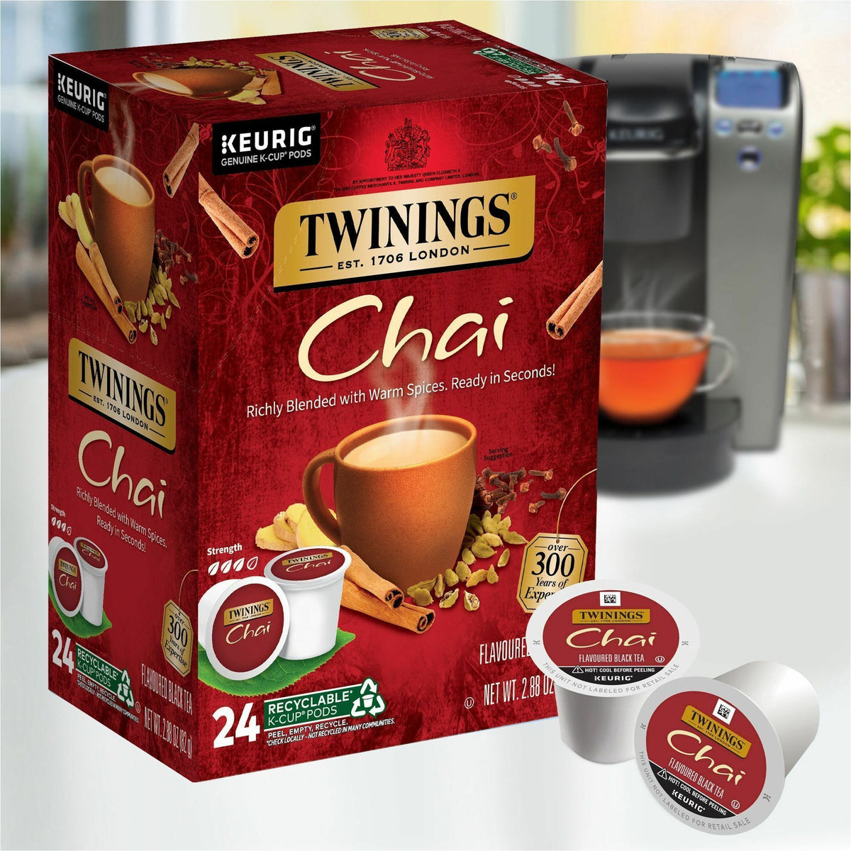 Twinings of London Chai Flavoured Black Tea K-Cup, 24/Box (TWG09954)