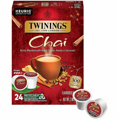 Twinings of London Chai Flavoured Black Tea K-Cup, 24/Box (TWG09954)
