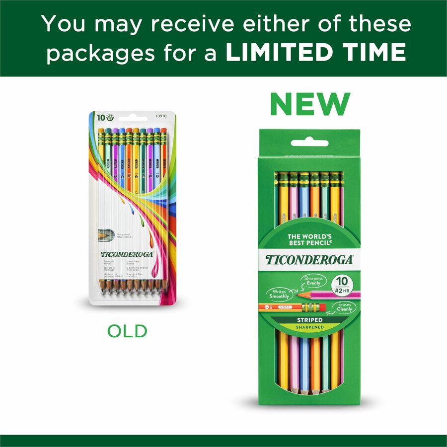 Ticonderoga Pre-Sharpened No. 2 Pencils, #2, Wood Barrel, 10/Pack (DIX13910)