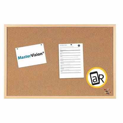 Bi-office Oak Frame Cork Bulletin Board, 48" Board Height x 72" Board Width (BVCSF352001239)