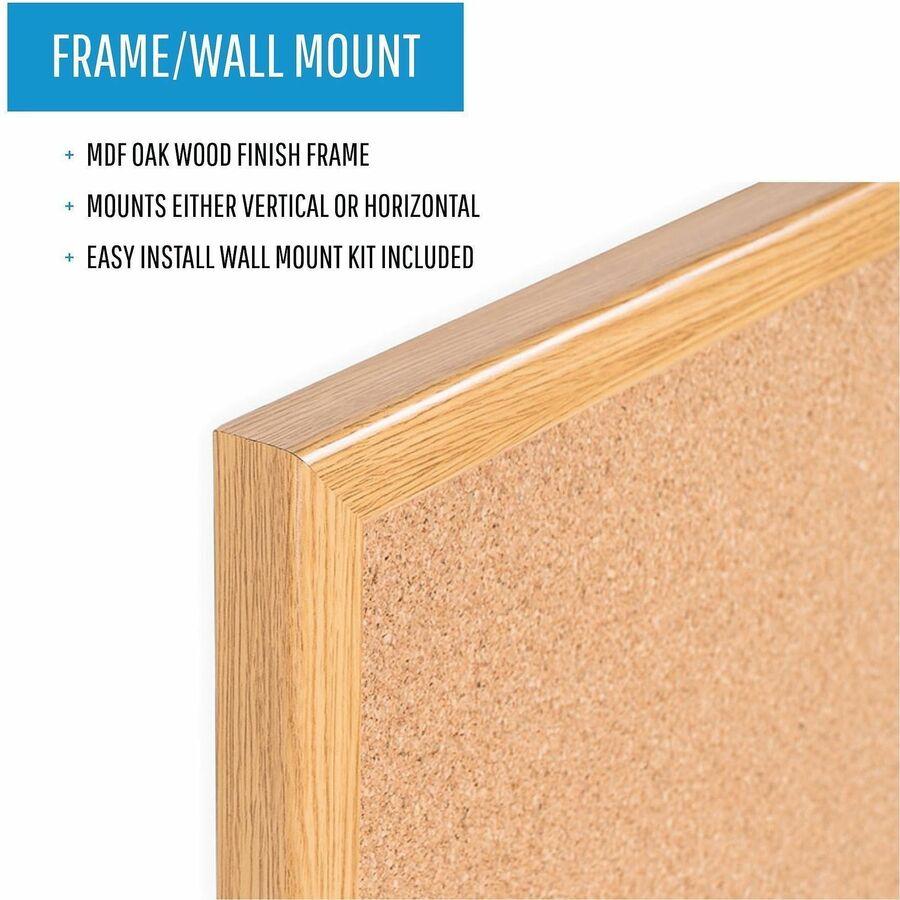 Bi-office Oak Frame Cork Bulletin Board, 48" Board Height x 72" Board Width (BVCSF352001239)