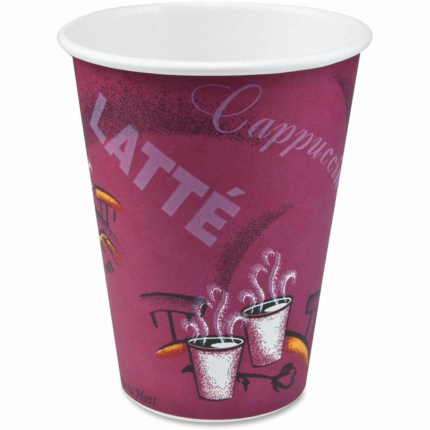 Solo 12 oz Bistro Design Disposable Paper Cups, 12 fl oz, Maroon, 50/Pack, 20 Packs/Carton (SCC412SIN0041CT)