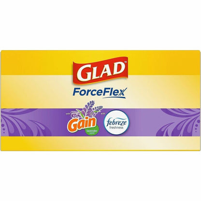 Glad ForceFlex Tall Kitchen Drawstring Trash Bags, Gain Lavender with Febreze Freshness, 13 gal Capacity, 0.78 mil, 80/Box (CLO78902BX)