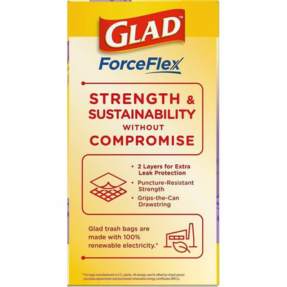 Glad ForceFlex Tall Kitchen Drawstring Trash Bags, Gain Lavender with Febreze Freshness, 13 gal Capacity, 0.78 mil, 80/Box (CLO78902BX)