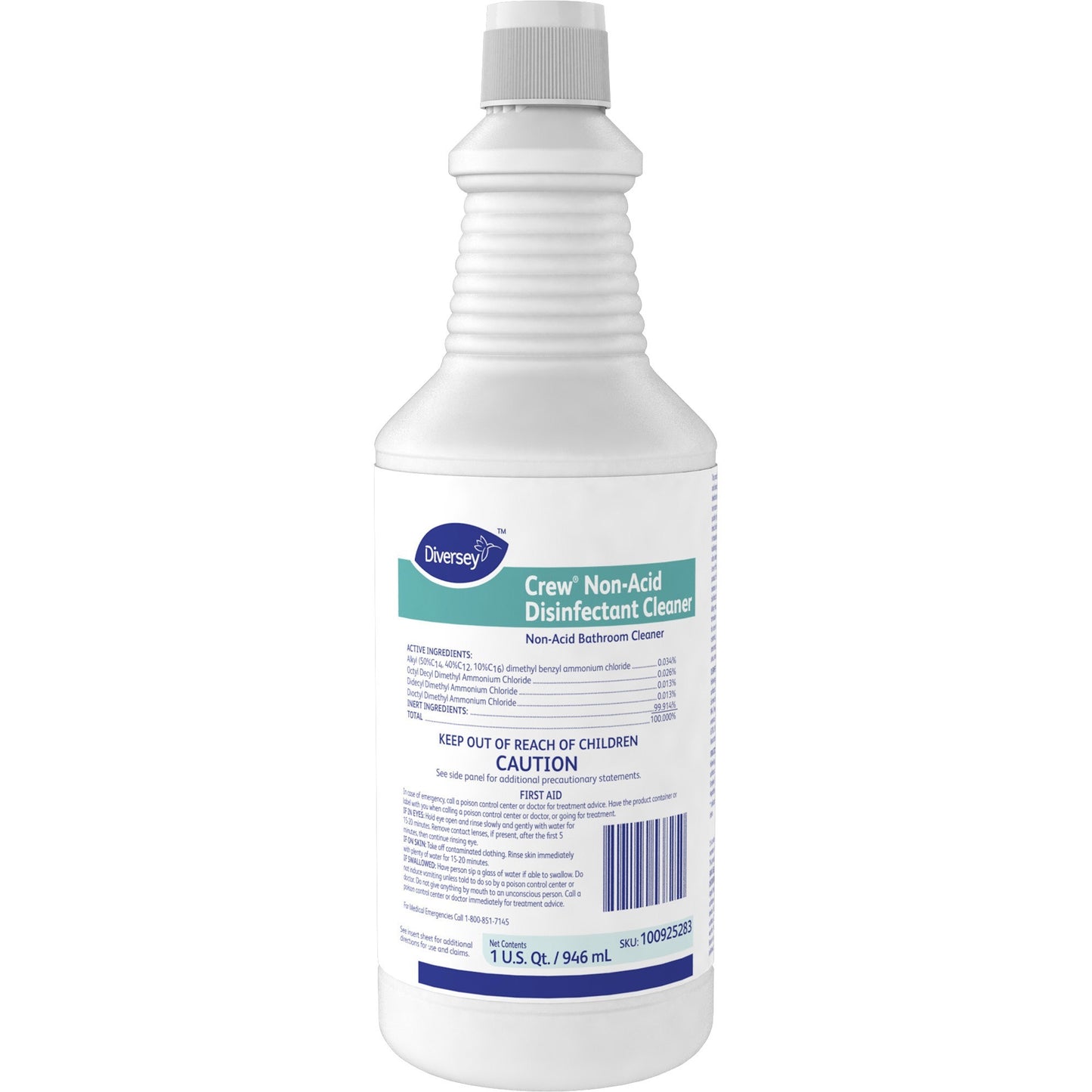 Diversey Crew Non-Acid Disinfectant Cleaner, Ready-To-Use, 32 fl oz (1 quart), Fresh Scent (DVO100925283EA)