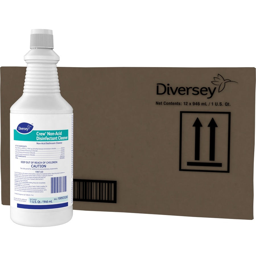 Diversey Crew Non-Acid Disinfectant Cleaner, Ready-To-Use, 32 fl oz (1 quart), Fresh Scent (DVO100925283EA)
