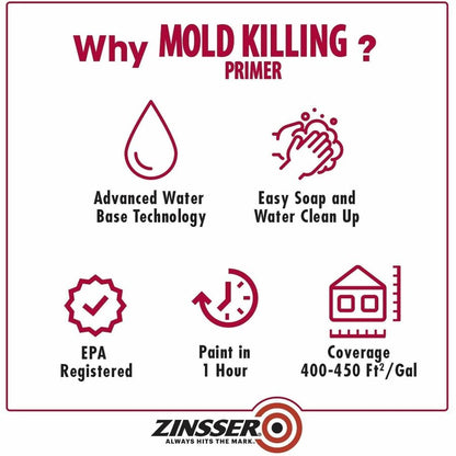 Zinsser Mold Killing Primer, White, 2/Carton (RST276049)