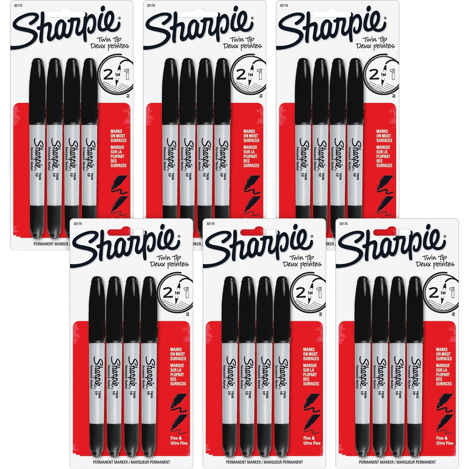 Clickable Sharpie Sharpie Permanent Markers, Twin Tip, Fine/Ultra Fine Point, 24/BG, Bla ...