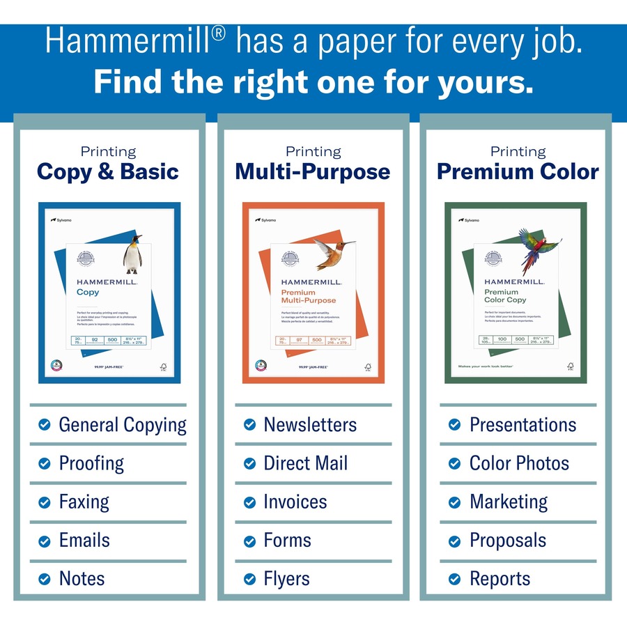 Hammermill Premium Laser Print Paper, White, 98 Brightness, Letter, 8 1/2" x 11", 500 Sheets per Ream, 8 Reams/Carton (HAM104646CT)